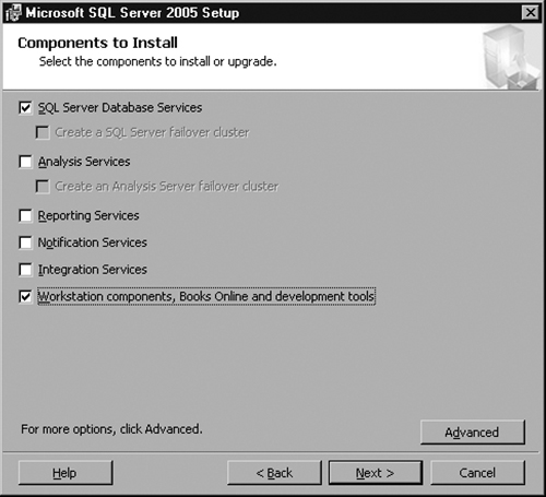 Selecting SQL Server 2005 Components