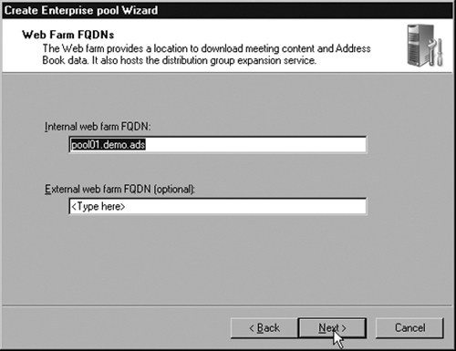 External Web Farm FQDN