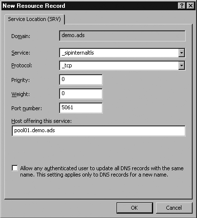 SRV Record Settings