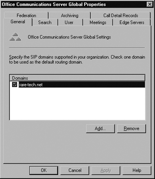 Global Properties Page in the MOC Admin Module