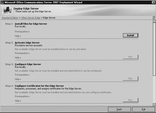 Initial OCS Deployment Screen