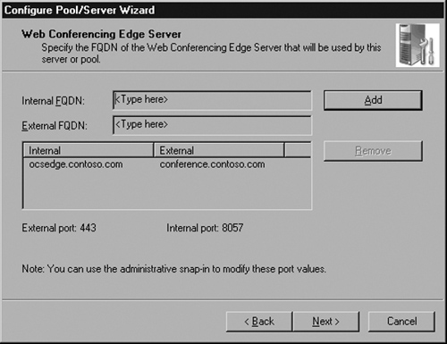 Adding the Web Conferencing Servers to the Edge