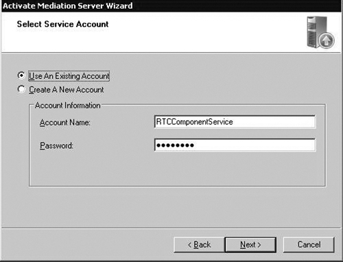 Selecting a Service Account