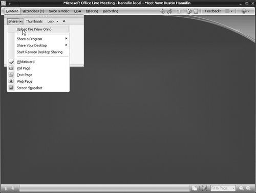 Live Meeting Console Uploading a File