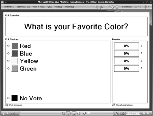 An Active Poll in Live Meeting