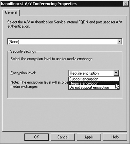 The A/V Conferencing Properties Dialog Box