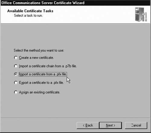 Choosing the Method of Certificate Importation