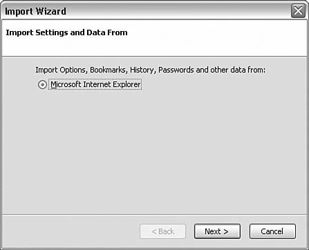 The Import Wizard lets you choose where to import data from.