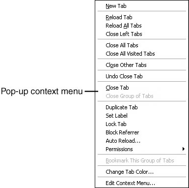 Manage and use the tabs with the context menu. There is a lot of functionality here!