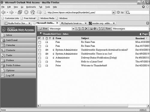 Firefox works well with Microsoft Exchange Server’s web interface.