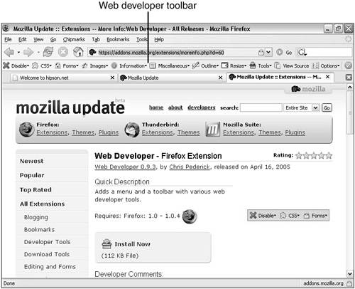 Much of what the toolbar does is always available, but the Web Developer toolbar makes accessing it easier.