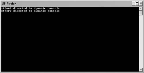 The console is a separate window that looks a bit like a command session.
