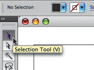 Notice that a tool tip shows up when the mouse hovers over a tool. The tool tip displays the name of the tool and the keyboard shortcut. This is true in most graphics applications.
