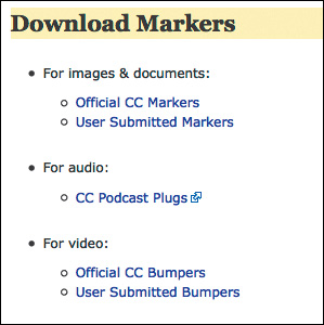 Creative Commons markers available for download and use.