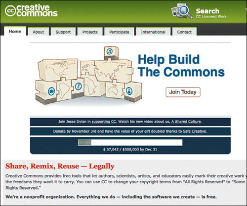 Creative Commons homepage.