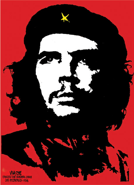 In this political poster of Che Guevara by Jim Fitzpatrick (1968), the portrait is represented as a flat graphic. The contrast between the vibrant red, black, and paper white is intense. The message is quickly understood through a design that is both minimal and powerful.