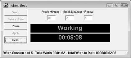 Interval timer Instant Boss for Windows counts down your work dashes and can time your breaks, too.