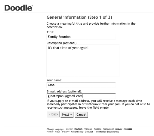 Create a new event poll at Doodle (http://doodle.ch).