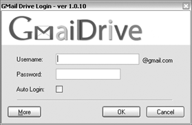 GMail Drive login prompt.