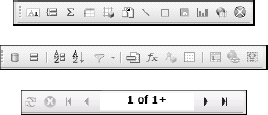 The Insert Tools (top), Expert Tools (middle), and Navigation Tools (bottom) toolbars.