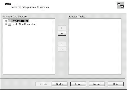 The Standard Report Creation Wizard dialog box.
