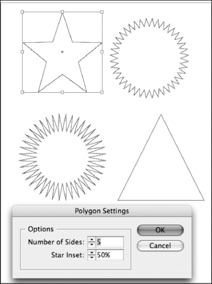 Change the star inset percentage to create different kinds of shapes.
