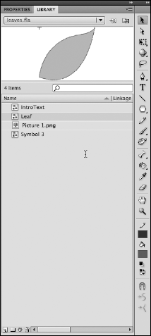 The Library panel stores symbols that you create from graphics and animations, as well as sounds, images, and fonts.