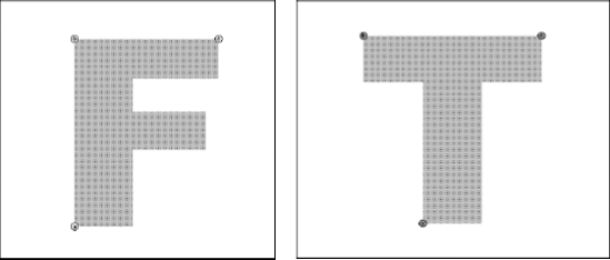 Position the new shape hint as shown on both the F (left) and T (right).