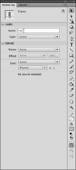 Assign any keyframe a label name with the Property inspector.