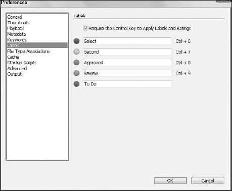 Open the Preferences dialog box, and click Labels to change label options.