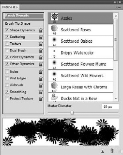 The brushes in the Brush Presets panel