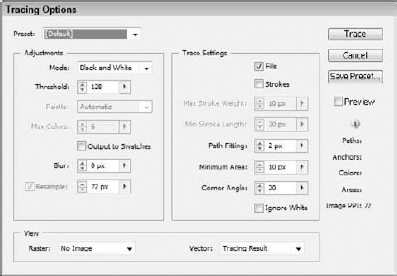 The Tracing Options dialog box lets you define new tracing presets.