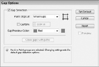 You can use the Gap Options dialog box to close any gaps in the current Live Paint group.