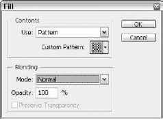 The Fill dialog box lets you select the color or pattern.