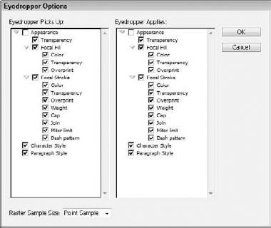 The Eyedropper Options dialog box
