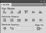 The Align palette includes several rows of buttons used to align and distribute multiple objects.