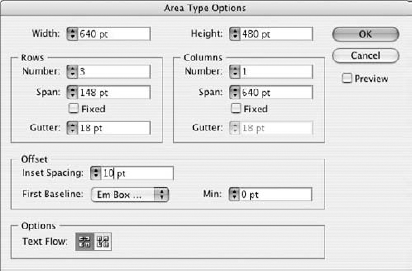 You can apply Area Type attributes in Illustrator.