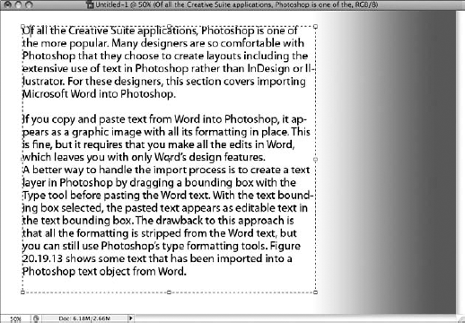 You can edit text from Word in a text object in Photoshop.