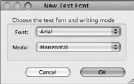 The New Text Font dialog box lets you select a font face.