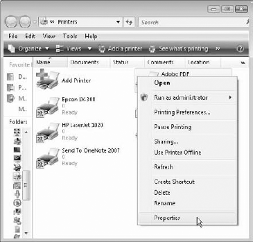 Open a context menu on the Adobe PDF Printer, and select Properties.