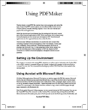 Printer's marks are displayed on a new page sized in Acrobat large enough to accommodate the marks.