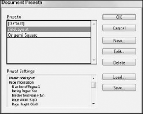You can create and manage document presets here.