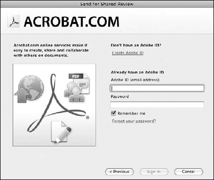 Logging onto Acrobat.com