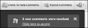 When new comments are downloaded from Acrobat.com, a message box reports the number of comments added to your PDF file.