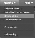 Click Meeting to open the Meeting menu.