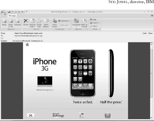 An awareness-building email from Apple before the release of the iPhone