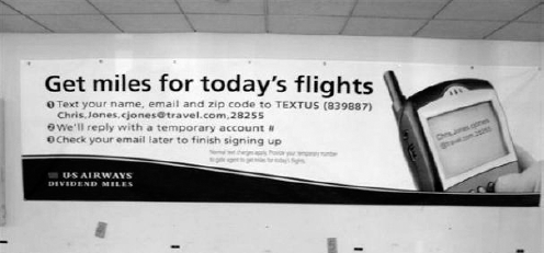 US Airways' use of a text banner for email address capture