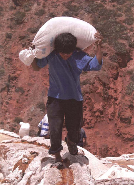 This salt miner in Peru repeatedly carried his fifty-pound bag of sail along the same route, giving me a chance to take the shot I wanted. My daughter later spoke to him in Spanish and be surprised us by talking ber be likes his job. Exposure at 1/250 second, f/11.