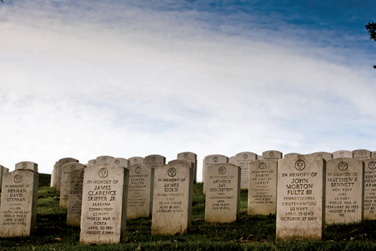 Graves along Memorial Drive, half way between Wilson Drive and Sheridan Drive, in Arlington National Cemetery (see B on the map). Taken at ISO 200, f/5.6, 1/800 second with a 110mm lens.