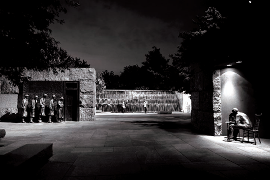 Room 2 of the FDR Memorial at night (see A on the map). Taken at ISO 3200 f/2.8, 1/6 second using a 24mm lens.